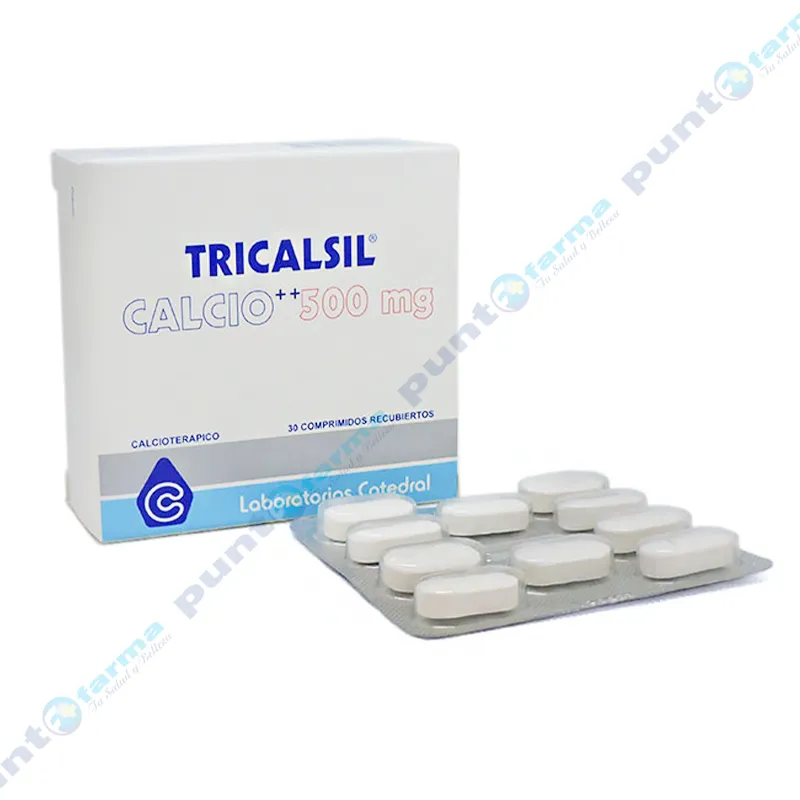 Tricalsil Calcio Carbonato 500 mg - Caja de 30 comprimidos recubiertos