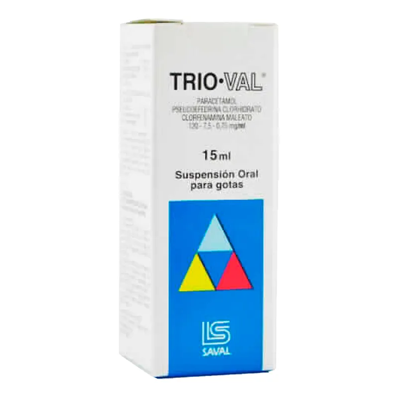 Trio-Val  Paracetamol Clorhidrato Clorfenamina Maleato - Suspensión oral 15 ml