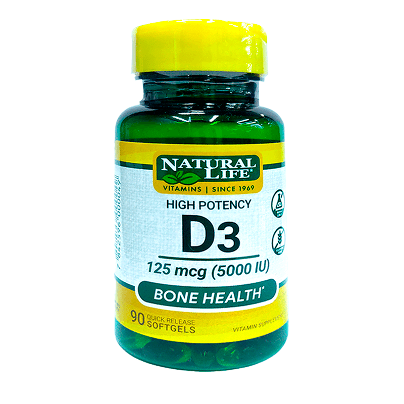 Vitamina D 3 5000 IU Natural Life Cont 90 cápsulas Punto Farma
