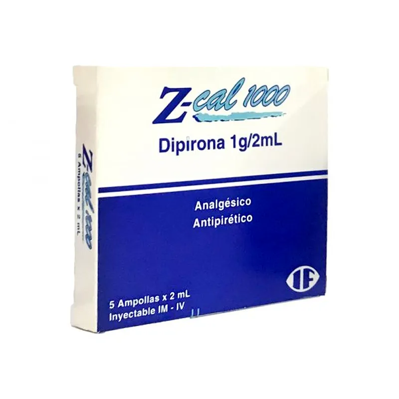 Zcal 1000 Dipirona 1g/2mL - Caja de 5 ampollas