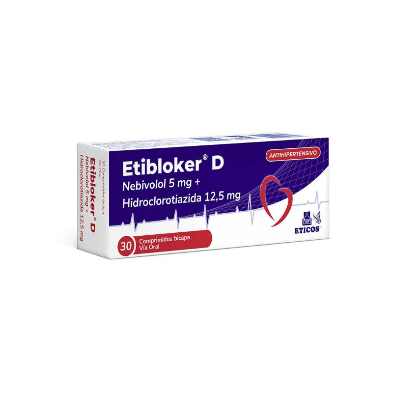 Etibloker D Nebivolol + Hidroclorotiazida - Cont. 30 Comprimidos