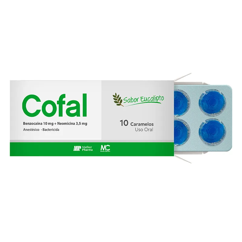 Cofal Benzocaina 10 mg Sabor Eucalipto - Cont. 10 Caramelos