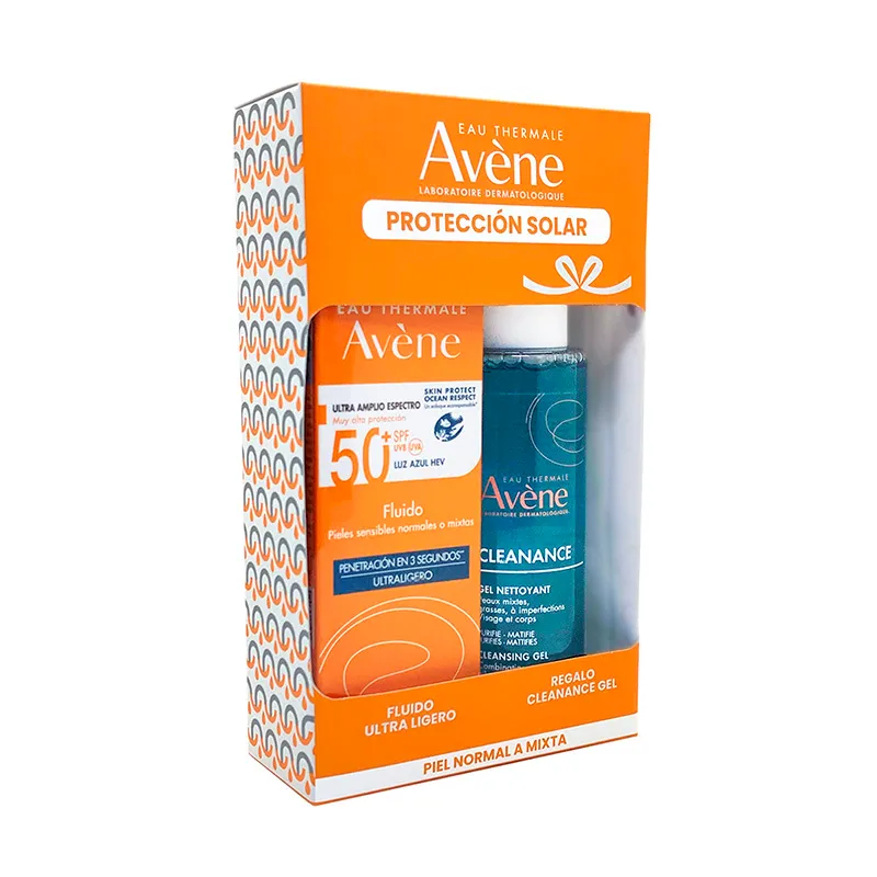 Kit de Vacaciones Solar Fluido Toque Seco SPF50+ Cleanance Gel 100 ml Avene