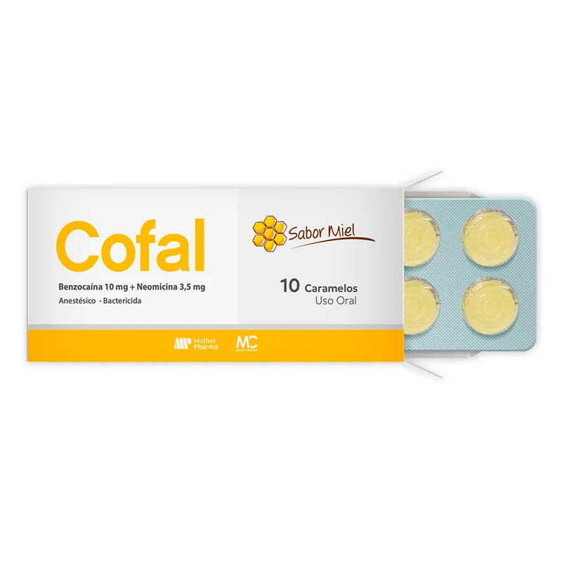 Cofal Benzocaina 10 mg Sabor Miel - Cont. 10 Caramelos