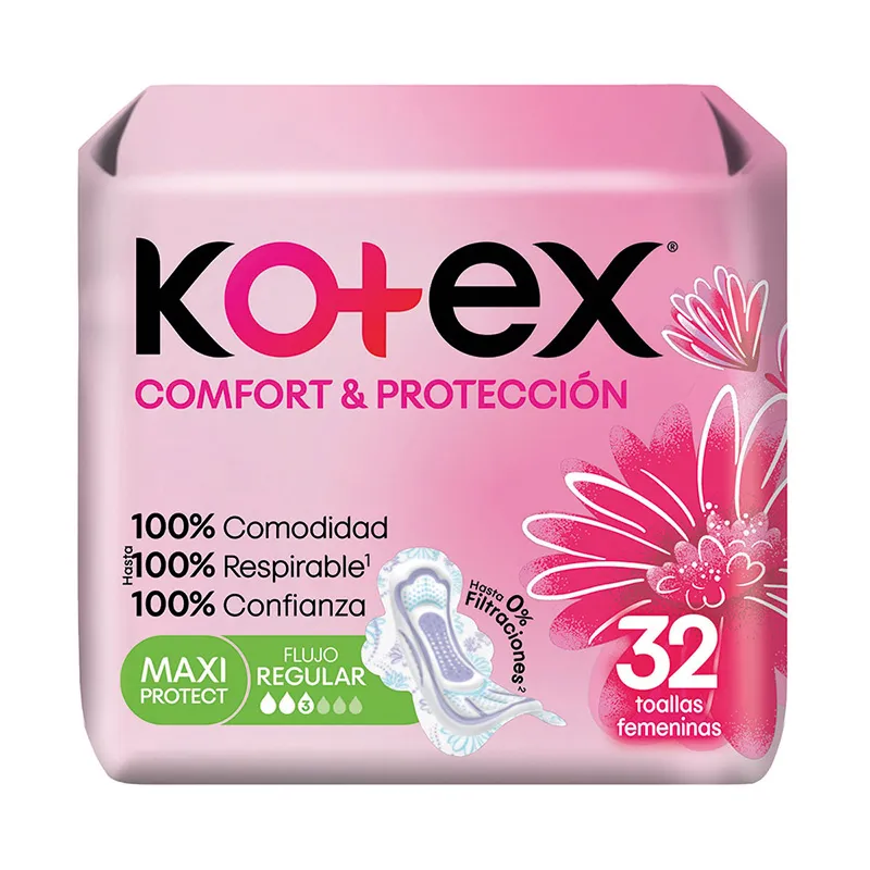 Toallas Higiénicas Normal Extra Protección 3x Kotex - Cont. 32 unidades