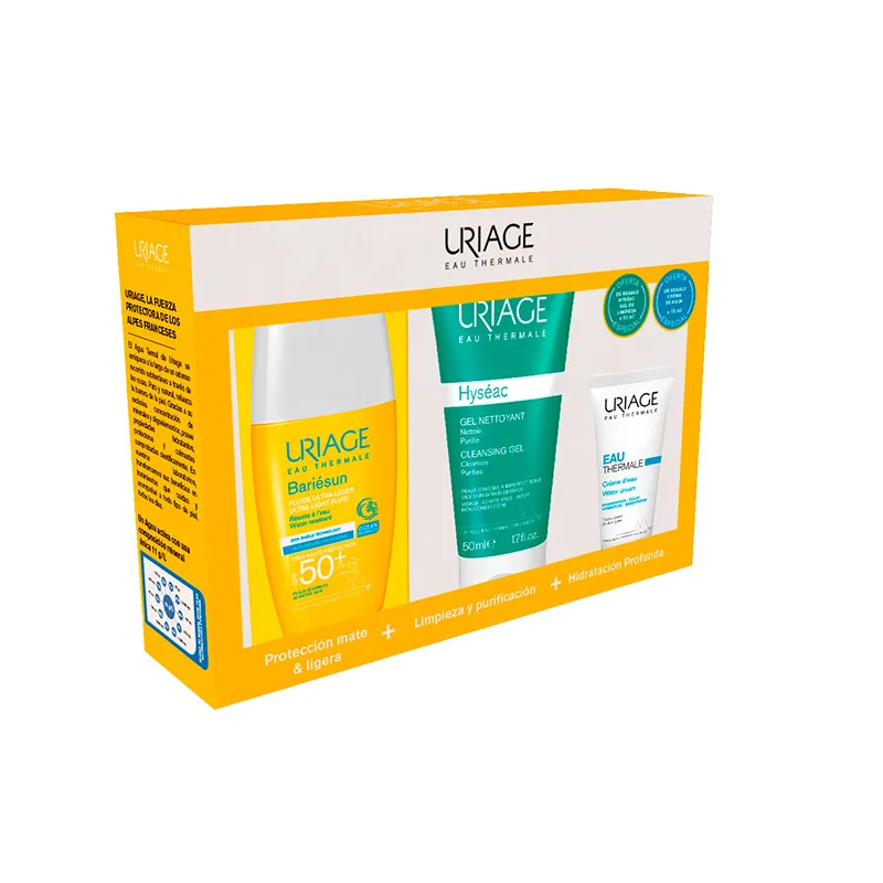 Kit Bariesun Fluido Ultra Ligero SPF 50+ Hyseac Gel+ Crema de Agua