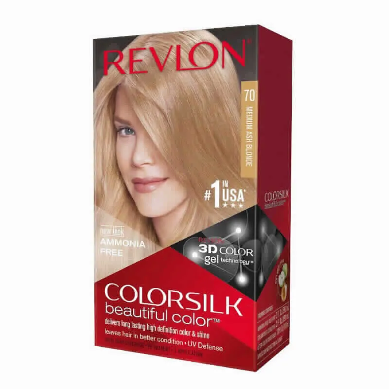 Tinte ColorSilk Beautiful Color N° 70 Rubio Ceniza Medio Revlon