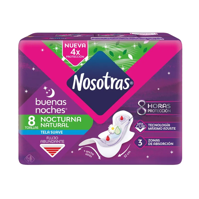 Toallas Femeninas Buenas Noches Nocturna Suave Nosotras - Cont. 8 unidades