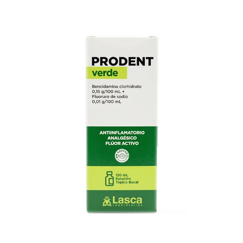 Prodent Verde Colutorio Diario Bencidamina HCI 0,15 g - Frasco de 120 mL