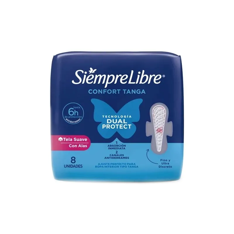 Toallas Femeninas Tanga Suave Siempre Libre - Cont. 8 Unidades.