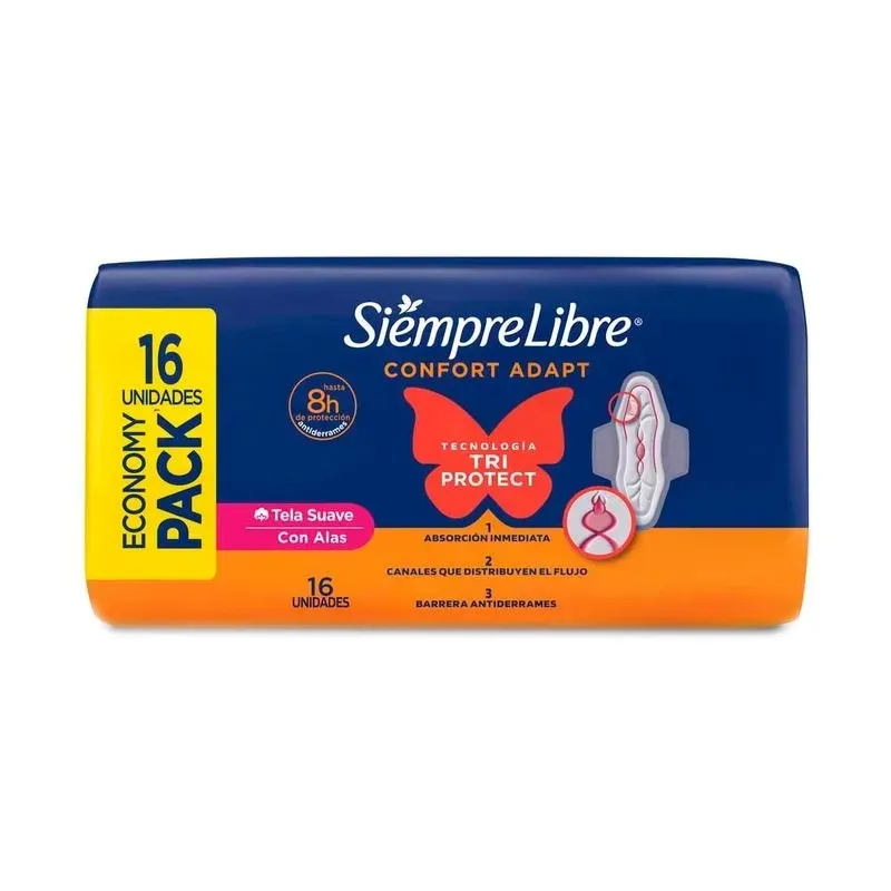 Toallas Femeninas Adaptable Plus Ultra Suave Siempre Libre - Pack de 16 unidades