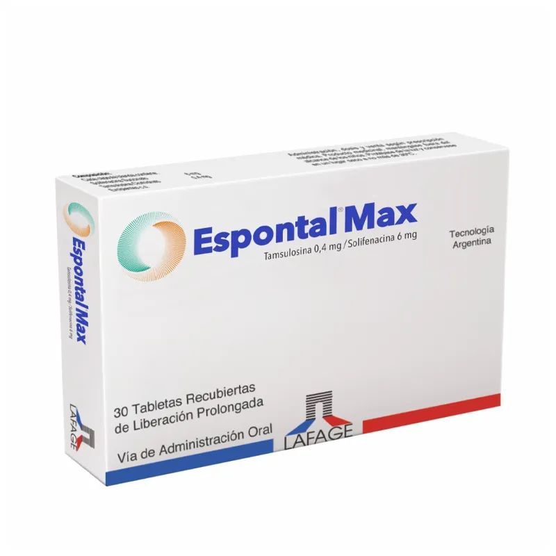 espontal max tamsulosina 0.4 mg solifenacina 6mg - cont. 30 comprimidos