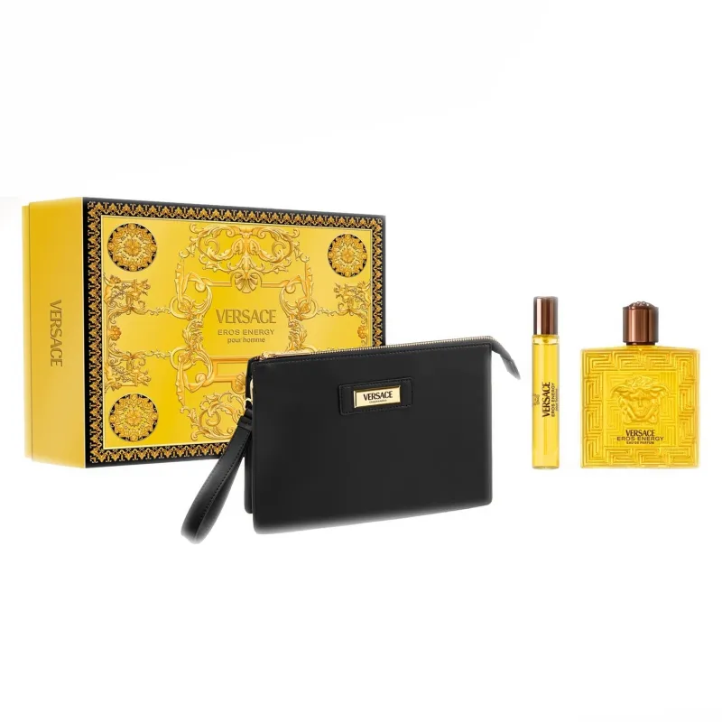 set eros energy pour homme edp 100 ml + spray 10 ml + neceser versace