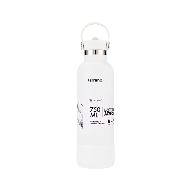 botella térmica con pico + bota protectora blanco terrano - cont. 750 ml