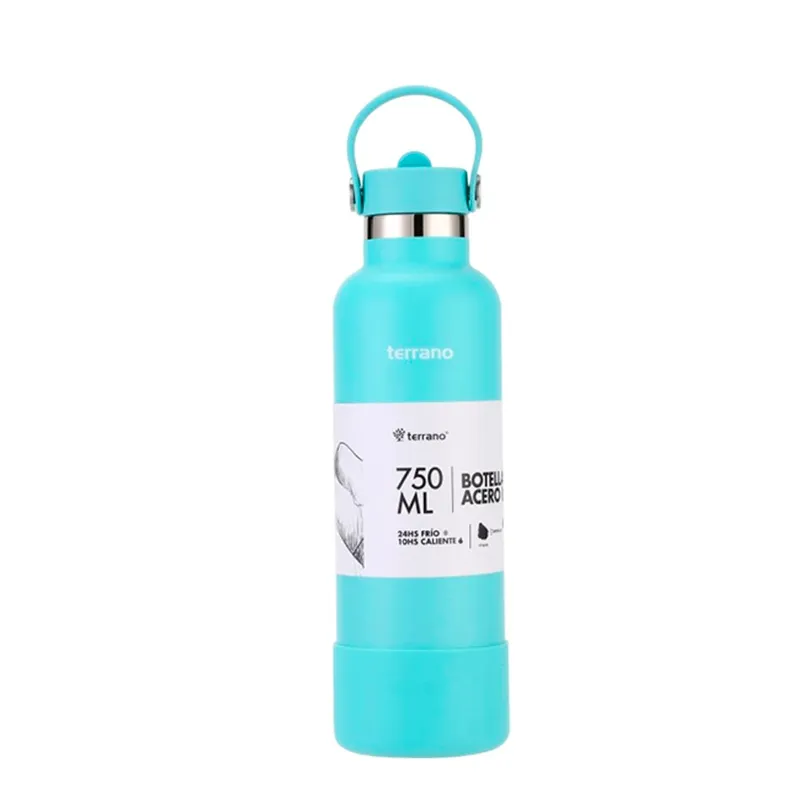 botella térmica con pico + bota protectora  cielo terrano - cont. 750 ml