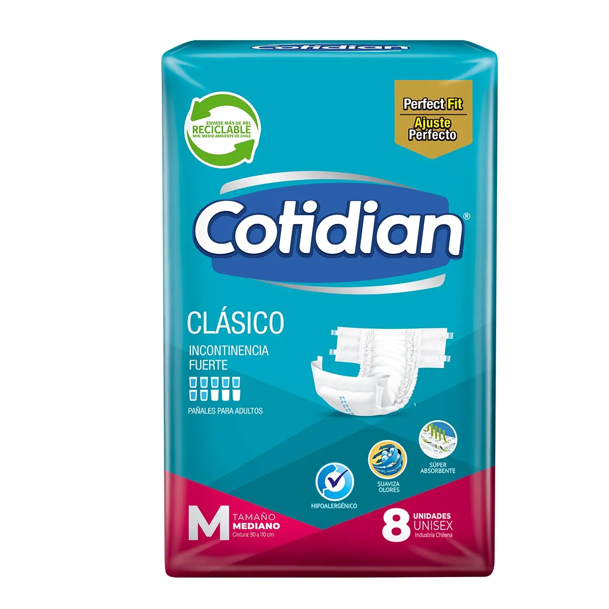 Pañal Clasico M Cotidian - Cont.8 unidades